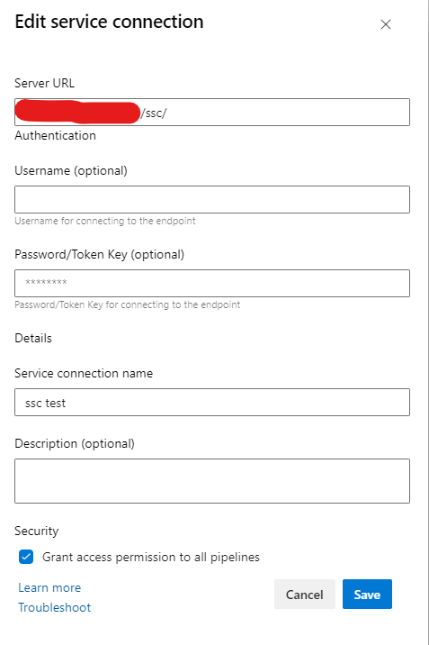 Service Connection Configuration